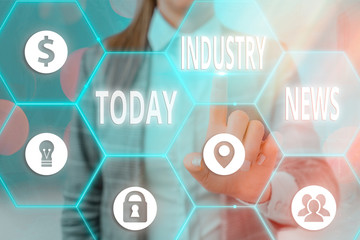 Writing note showing Industry News. Business concept for Technical Market Report Manufacturing...