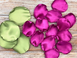 artificial flower petals made of fabric, ready for craft