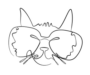 Cat in Glasses by one continuous line