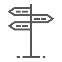 Signpost line icon, post and arrow, road sign vector graphics, a linear icon on a white background, eps 10.