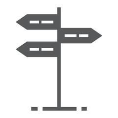 Signpost glyph icon, post and arrow, road sign vector graphics, a solid icon on a white background, eps 10.
