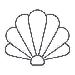 Shell thin line icon, ocean and beach, seashell sign vector graphics, a linear icon on a white background, eps 10.
