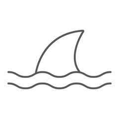 Shark thin line icon, ocean and predator, dangerous fish sign vector graphics, a linear icon on a white background, eps 10.