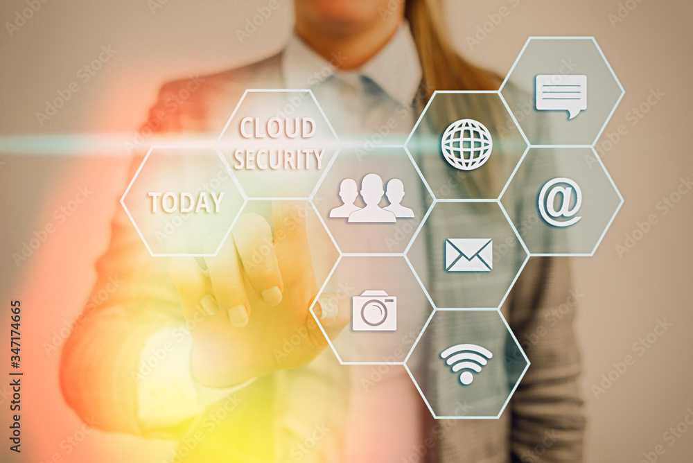 Poster text sign showing cloud security. business photo text protect the stored information safe controlled