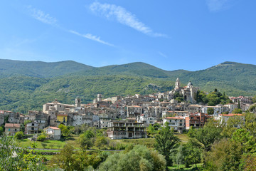 Fototapeta na wymiar Panoramic view of Cusano Mutri, village in the province of avellino, Italy