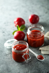 Homemade plum jam, canned