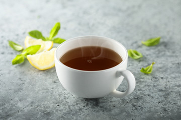 Healthy ginger tea with lemon and mint