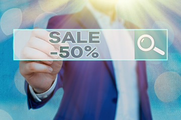 Handwriting text Sale 50 Percent. Conceptual photo A promo price of an item at 50 percent markdown
