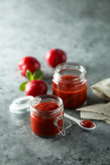 Homemade plum jam, canned