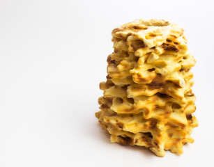 Lithuanian sakotis or raguolis traditional spit cake. White background