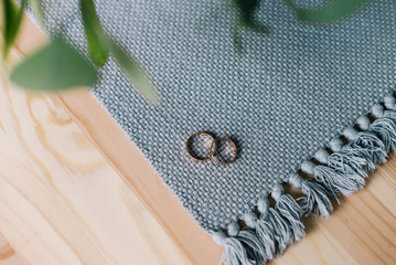 
wedding rings on a napkin