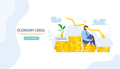 World financial crisis. Oil price drop. Collapse of the economy. Bankruptcy. Down arrow stocks graph. Economy stock market crash down. Depression amid losing money Web banner for internet site vector