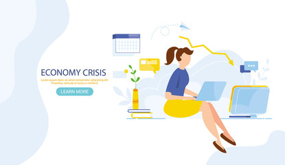 World financial crisis. Oil price drop. Collapse of the economy. Bankruptcy. Down arrow stocks graph. Economy stock market crash down. Depression amid losing money Web banner for internet site vector