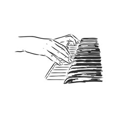 hands playing the piano vector sketch illustration