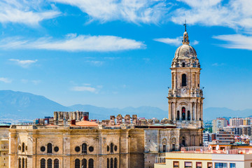 Fototapeta na wymiar The Cathedral of Malaga skyline
