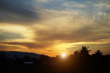 Beautiful clouds golden sky
