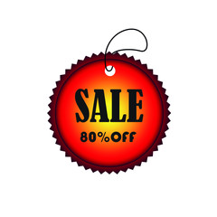 Special offer sale red tag isolated vector illustration. Discount offer price label, symbol for advertising campaign in retail, sale promo marketing, 50% off discount sticker