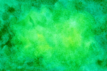 Abstract green background texture. Watercolor wet texture. Abstract art hand paint. Original artwork. Color splashing on paper with gradient. 