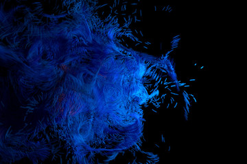 Blue glowing cloud computing with particles. Coronavirus concept. Computer generated abstract background. 3d illustration