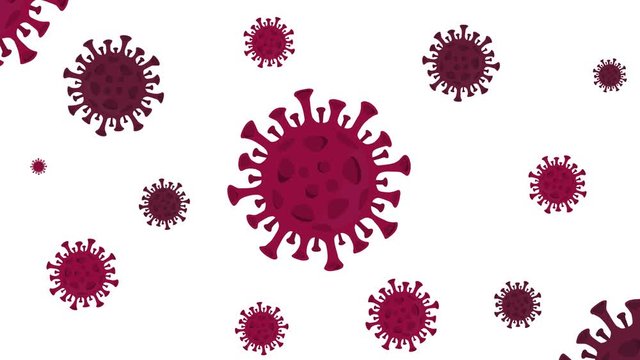 Animation of rotating coronavirus molecules. COVID 19. 4K