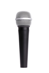 Black dynamic microphone isolated on white background, clipping path