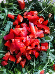 Arugula and red capsicum
