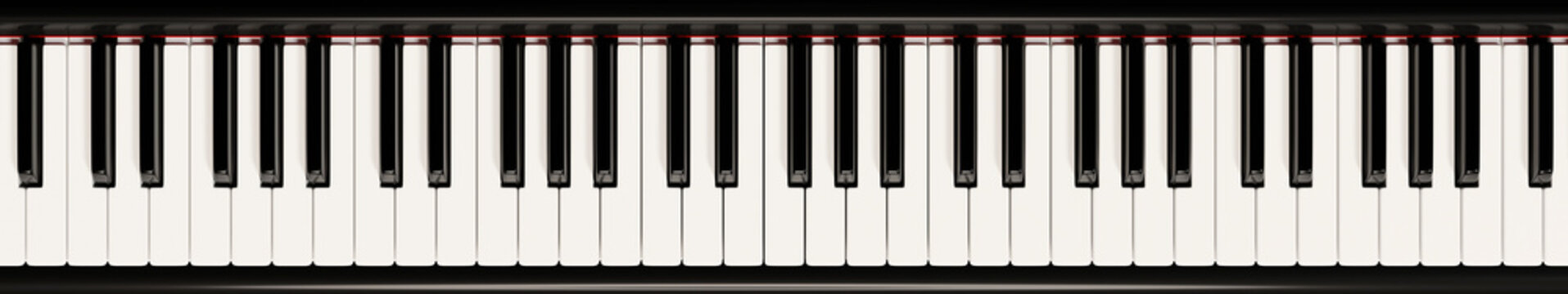 Piano keyboard close up view 3D illustration