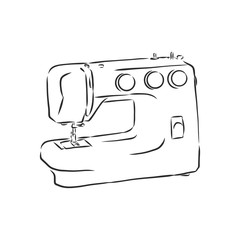 Vector illustration of a sewing machine in a simple hand drawn sketch style. modern sewing machine vector sketch illustration