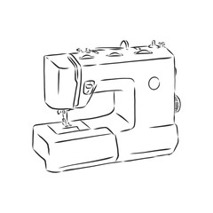 Vector illustration of a sewing machine in a simple hand drawn sketch style. modern sewing machine vector sketch illustration