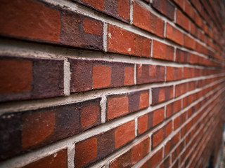 diagonal view of brick wall