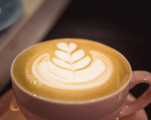 closeup cup of cappuccino with foam