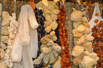 Dried vegetables hanging at the Grand Bazaar Turkey