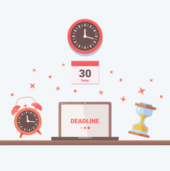 Vector illustration of deadline with hour glass