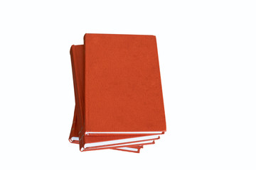 Pile of red book isolated on white background.Top view.