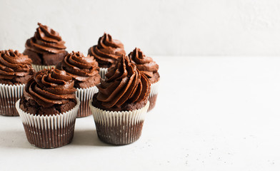 Chocolate cacao cupcakes holidays and happy birthday day concept