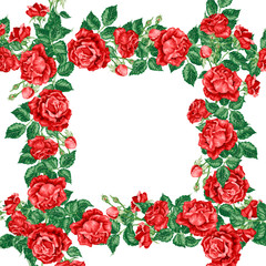 Wreath frame vector illsutration decor element with roses