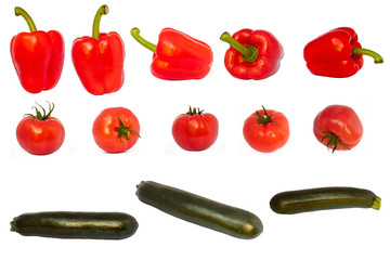 Set of vegetables. Pepper, Tomato, Courgette