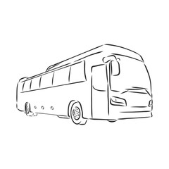 modern bus symbol, outlined vector icon. bus vector sketch illustration