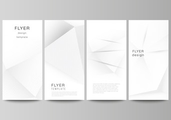 Vector layout of flyer, banner design templates for website advertising design, vertical flyer design, website decoration. Halftone dotted background with gray dots, abstract gradient background.