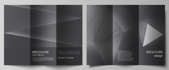 Obraz premium Vector layouts of covers design templates for trifold brochure, flyer layout, book design, brochure cover, advertising mockups. Halftone effect decoration with dots. Dotted pop art pattern decoration.