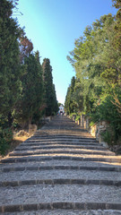 Carrer del Calvari stairway in Pollenca, Majorca (Mallorca), Spain.