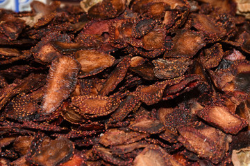 Counter with various dried fruits on the Grand Bazaar in Istanbul, Turkey