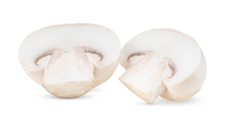 Fresh champignon mushrooms on white background
