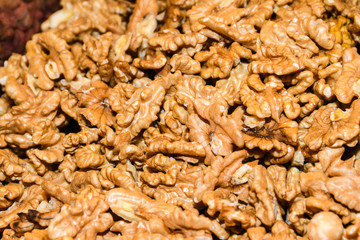 Nuts for sale at the market. Healthy eating concept. Salty snack