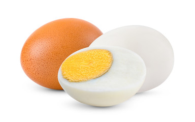 boiled egg on white background full depth of field