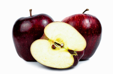 Fresh red apple on a white background