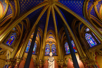 Interior of Lower Chapel of Sainte-Chapelle in Paris, France