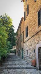 Old town alley in Deia, Majorca (Mallorca), Spain.