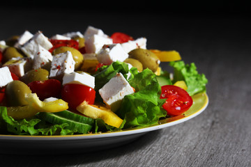 Traditional Greek salad on the plate