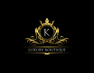 Luxury Royal King K Letter Crest Gold Logo template